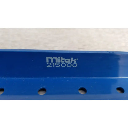 Blue mitek 215000 metal shelf bracket with evenly spaced circular holes for mitek products sterilization instrument tray