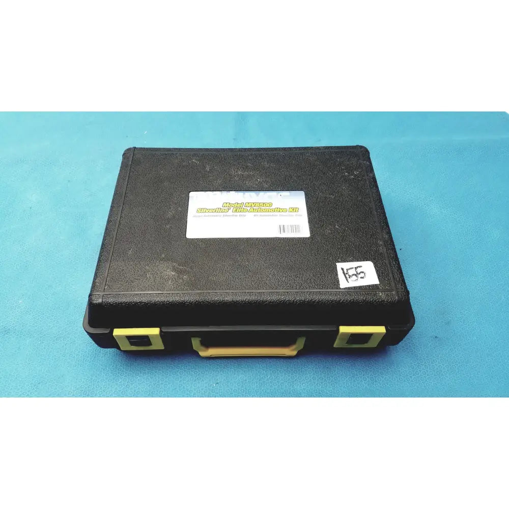 Black hard-shell carrying case with yellow latches labeled model mv300 silverline film protective kit for mityvac mv8500 elite automotive kit