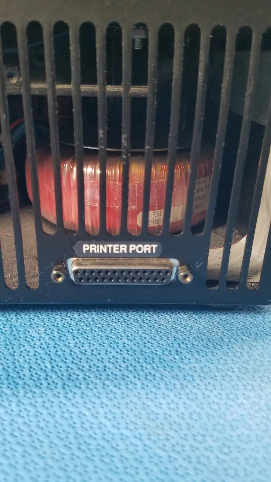 Black d-sub 25-pin printer port on the back of mj research ptc-100 programmable thermal controller unit