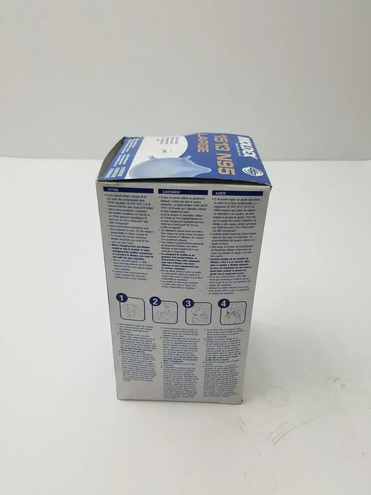 Moldex 1513 N95 Particulate Surgical Masks Large, 20 Per Box N95 Particulate Surgical Mask, second-hand product photo 2