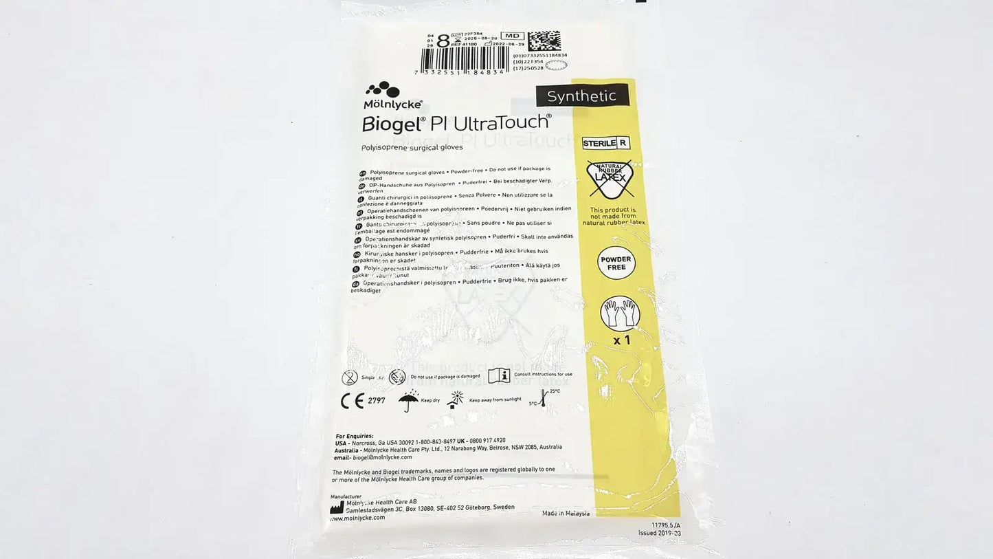 Molnlycke Biogel PI UltraTouch G Size 8 Box/50 EXP 05/2025 REF 71-41180 Surgical Gloves, new product photo 6