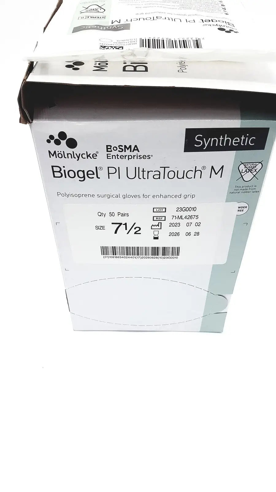 Molnlycke Biogel PI UltraTouch M Ref: 71-ML-42675 Qty 50 Pairs Size 7 1/2 Surgical Gloves, new product photo 4