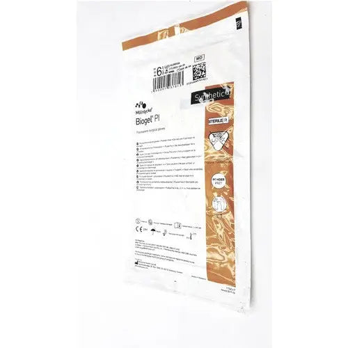 White plastic package containing sterile medtronic biogel pi surgical gloves size 6 1/2 for molnlycke biogel pl surgical use