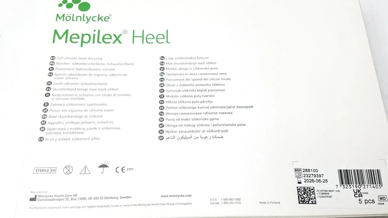 Molnlycke Mepilex 288100 Heel Foam Dressing, 1 Box Of 5 Piece Foam Dressing, new product photo 7
