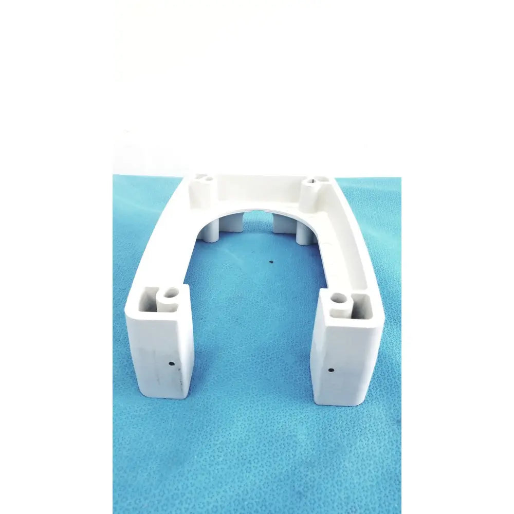 White plastic u-shaped bracket with molded supports and mounting holes for monitor mounting arm plastic white brackets