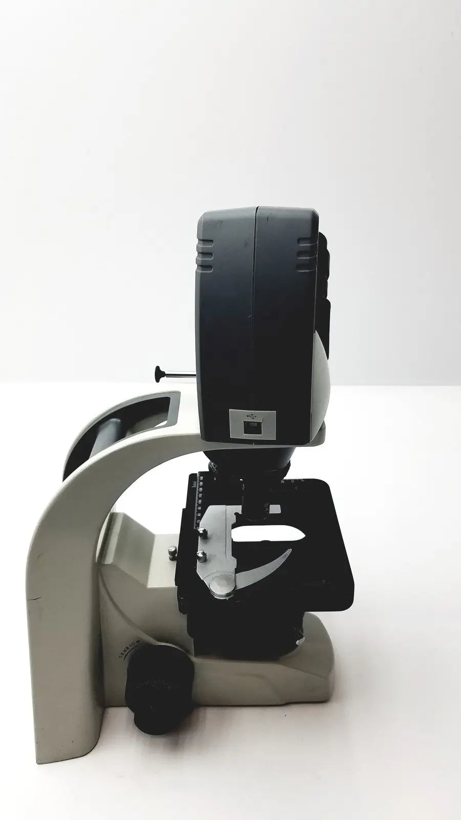 Black and gray digital motic ba300 biological microscope with sleek modern design tested for precise laboratory use