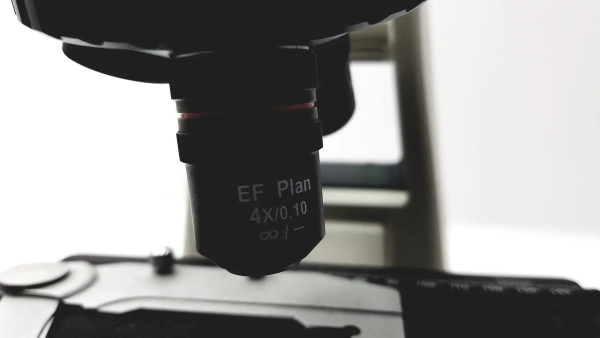 Black ef plan 4x 010 objective lens with red ring for motic ba300 biological microscope tested for precise imaging