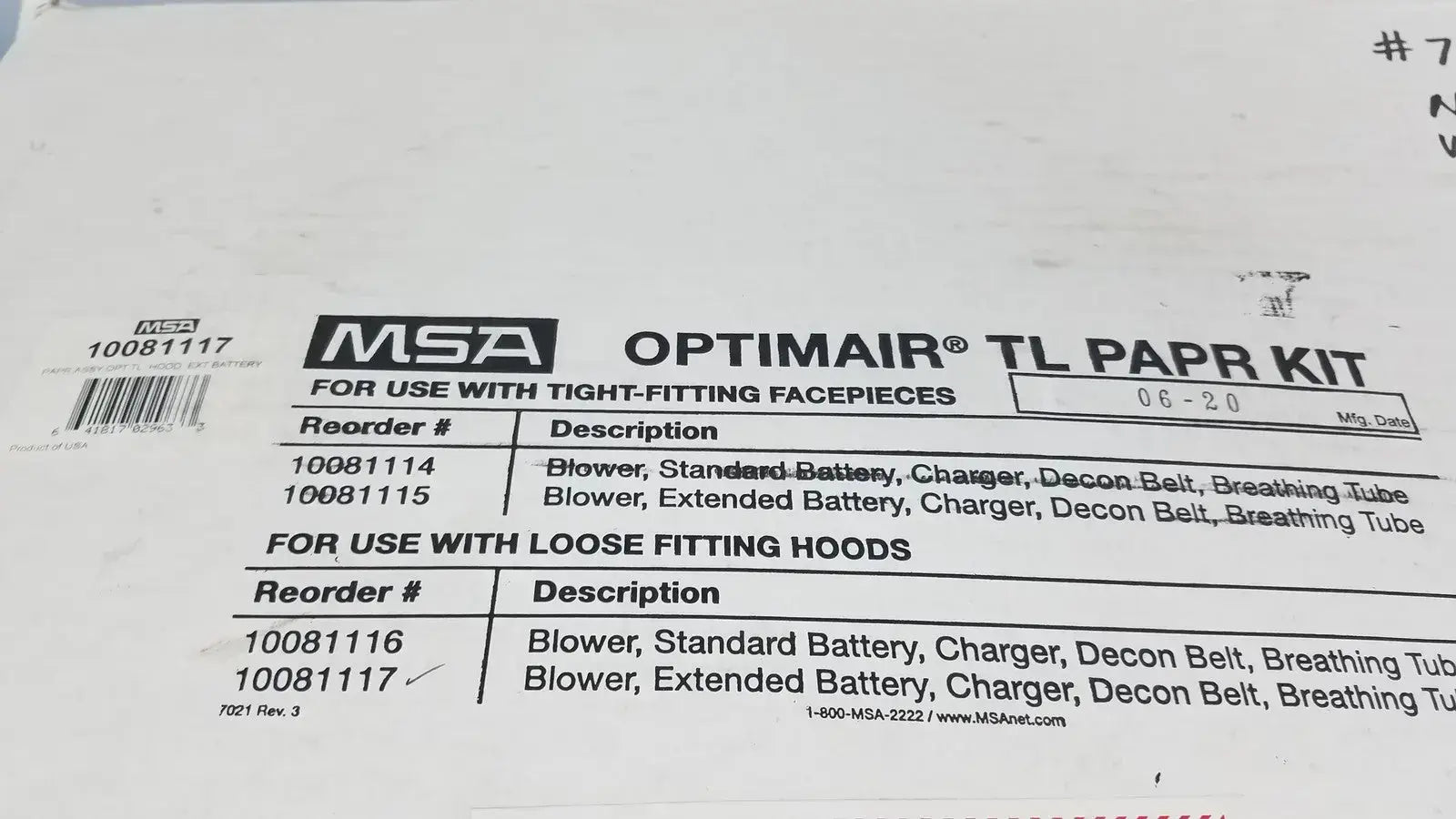 MSA OPTIMAIR TL PAPR KIT For Respirator Facepieces 10081114 Powered Air-Purifying Respirator Kit, second-hand product photo 12