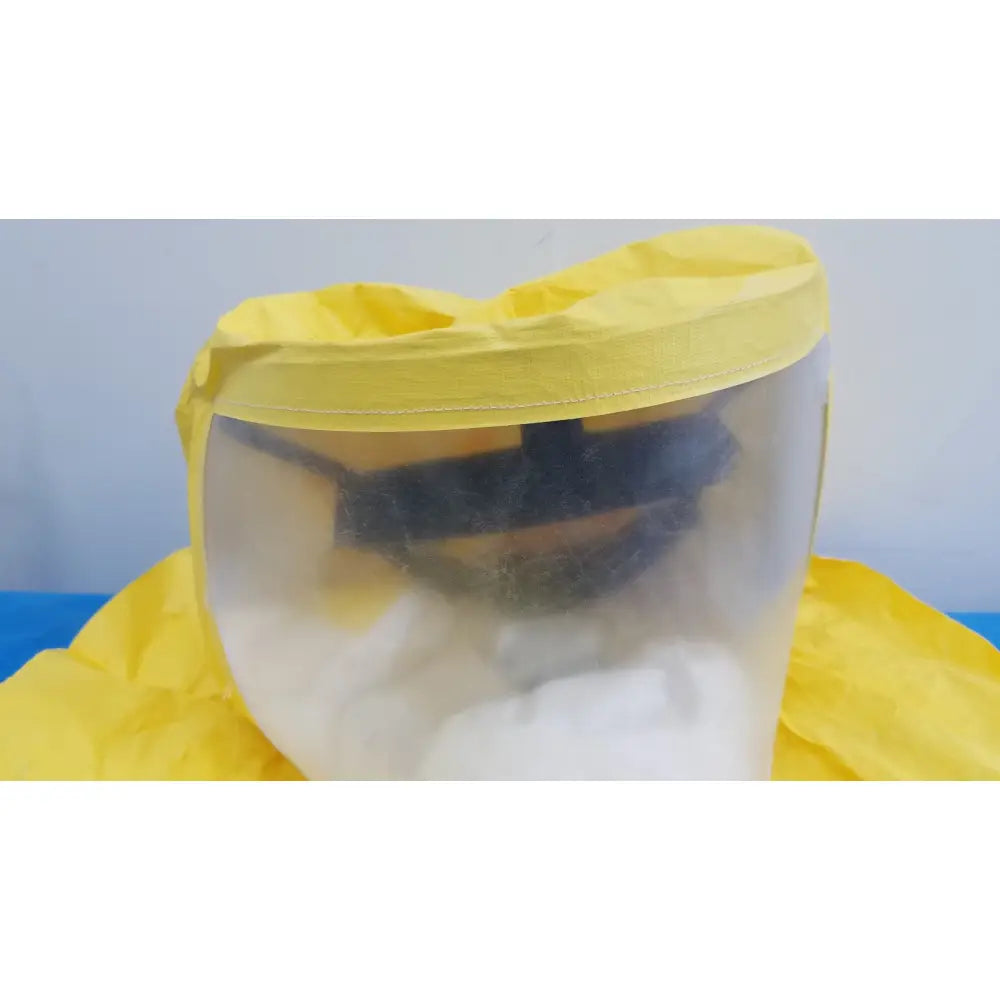 Msa yellow safety respirator s-cap hood with yellow protective face shield clear visor and elastic headband