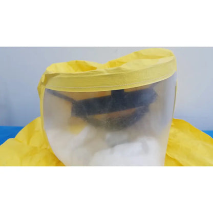 Msa yellow safety respirator s-cap hood with yellow protective face shield clear visor and elastic headband