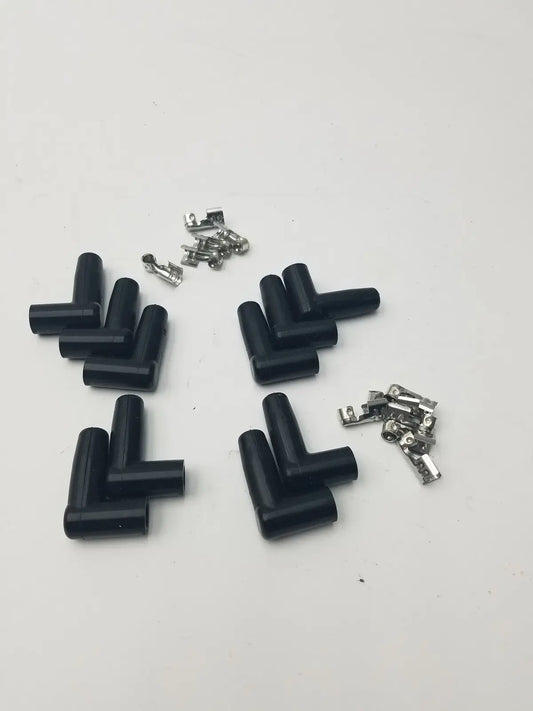 MSD Ignition Spark Plug Wire Terminals & Black 90 Degree Right/Left Angle Boots Ignition Wire Terminals and Boots, second-hand product photo 1