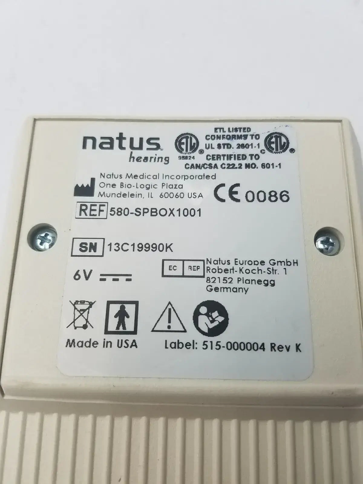 Natus Bio-logic Scout Sport ABR Hearing Screener Device REF 580-SPBOX1001 ABR/OAE Hearing Screener, as-is (for parts) product photo 7