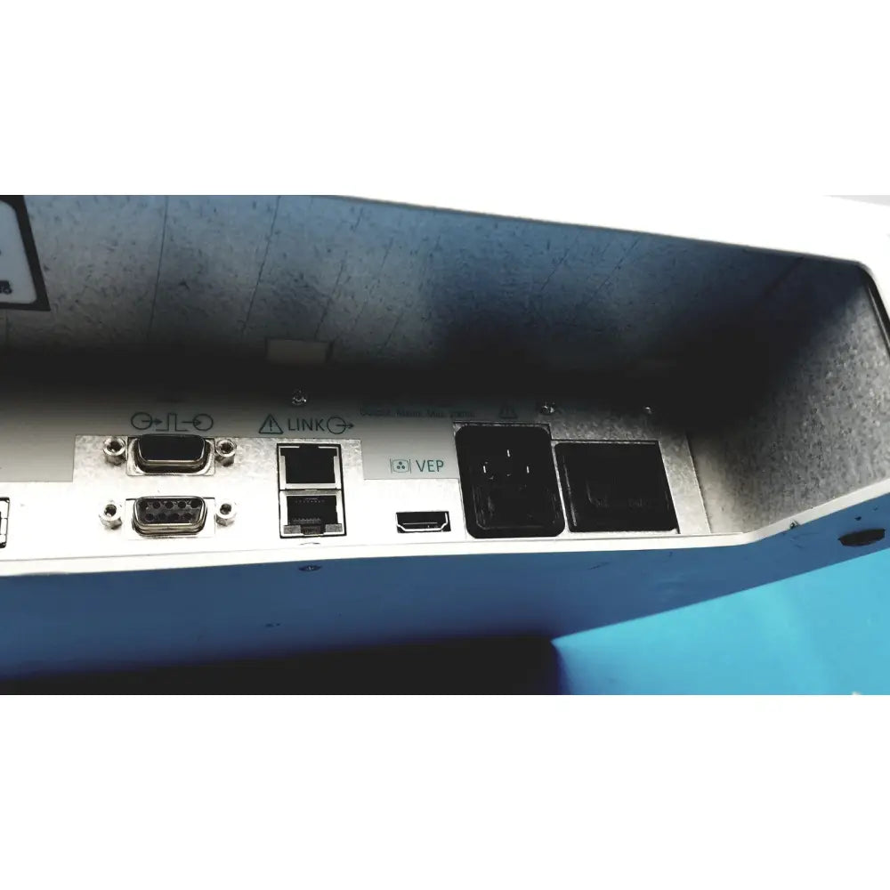 The back panel of the white natus ultrapro s100 unit control panel featuring dvi, ethernet, and usb type-c ports