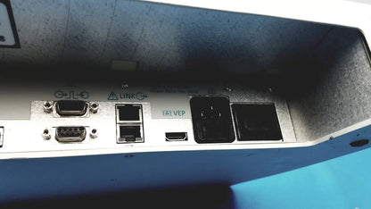 The back panel of the white natus ultrapro s100 unit control panel featuring dvi, ethernet, and usb type-c ports