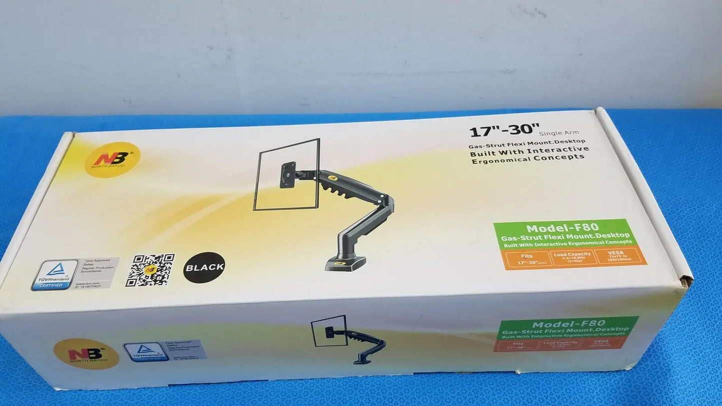 Reuse Medical NB North Bayou F80 Gas-Strut Flexi Desktop Single Monitor Mount Stand Monitor Mounts & Stands, second-hand product photo 1