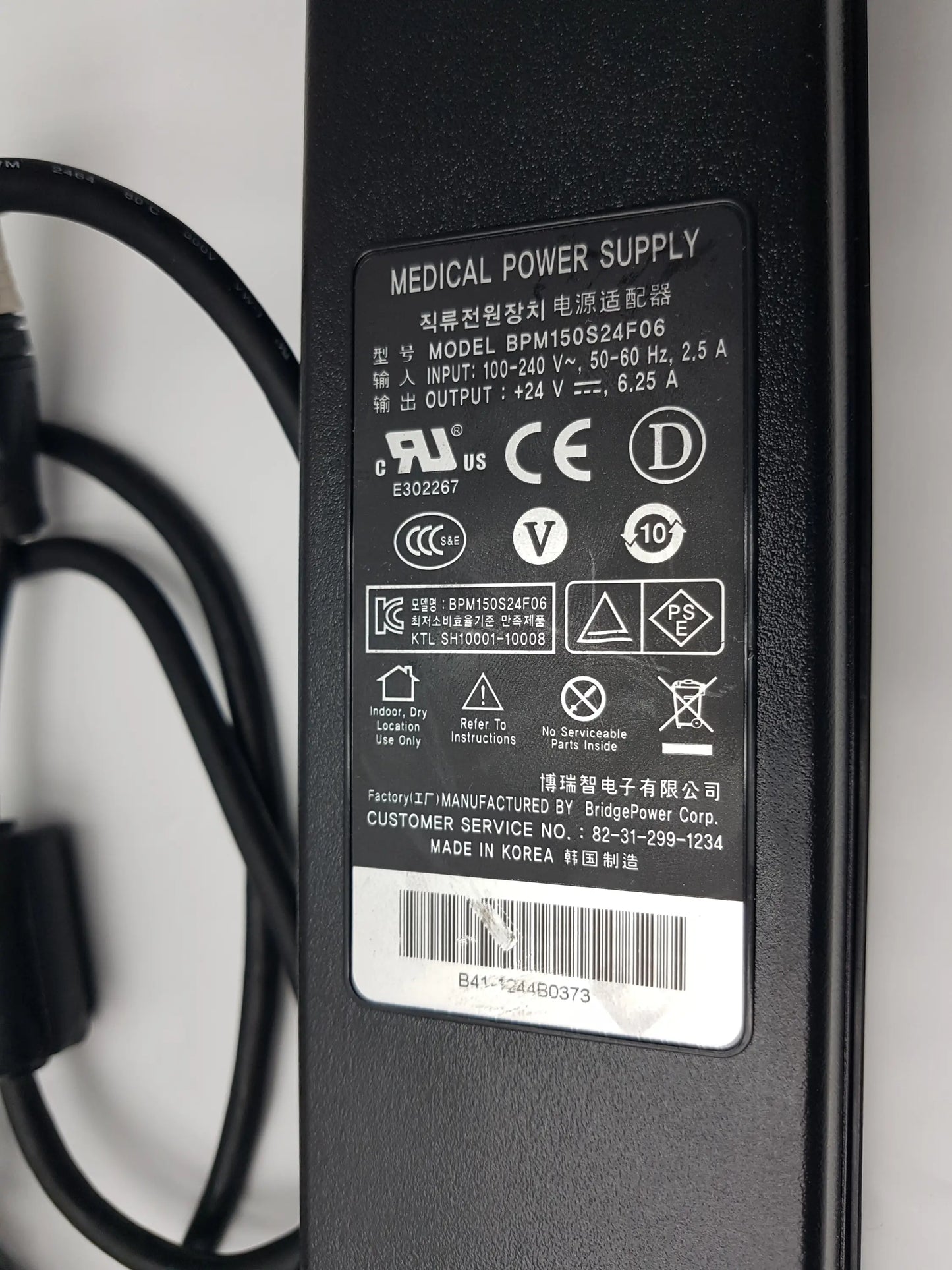 Black medical power supply adapter bpm150s24f06 with 24v 6.25a output for nds medical devices