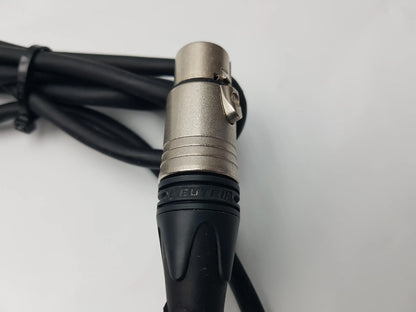 Silver xlr audio cable connector with black insulated jacket and threaded metal housing for bpm150s24f06 medical power supply
