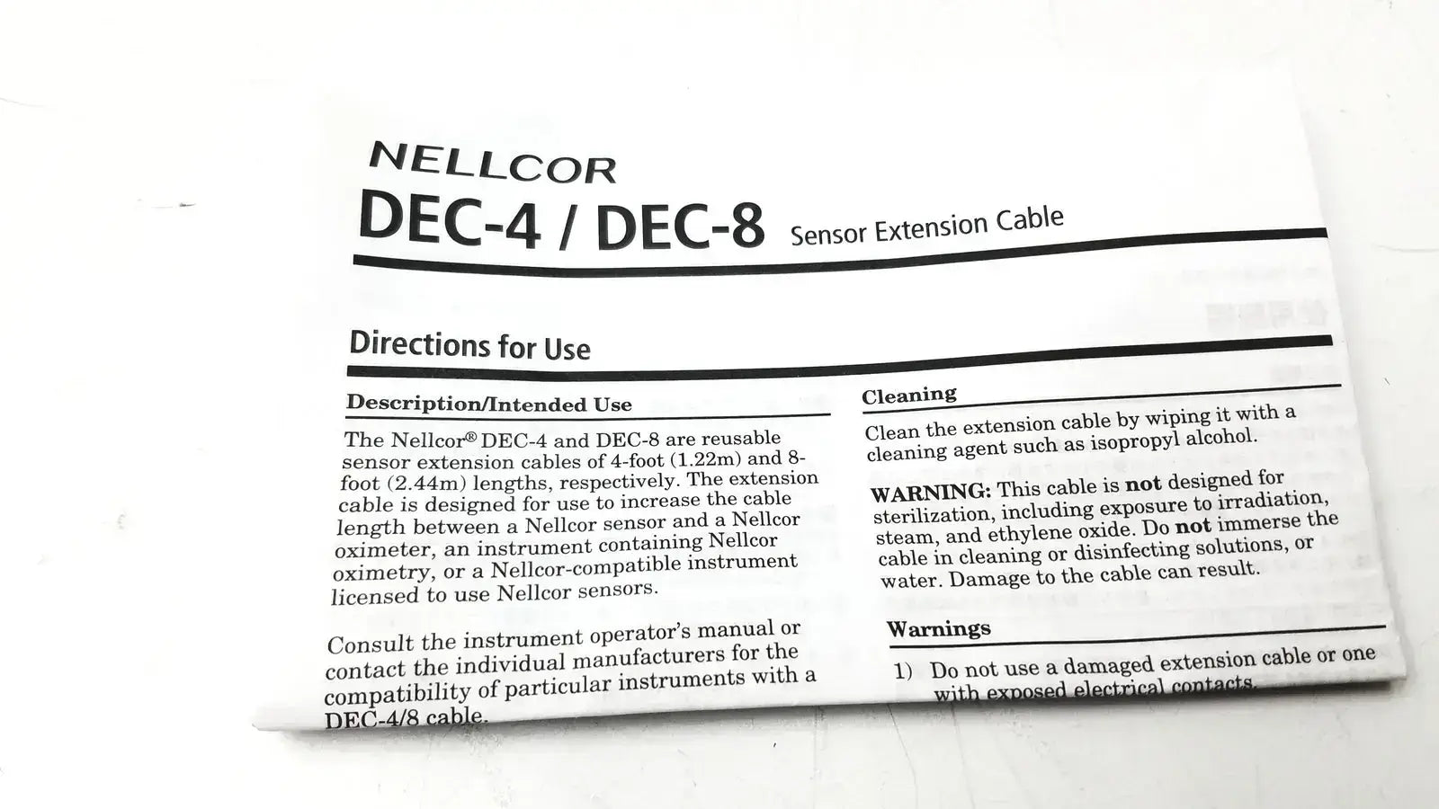Nellcor DEC-4 / DEC-8 Sensor Extension Cable SpO2 Sensor Extension Cable, as-is (for parts) product photo 3