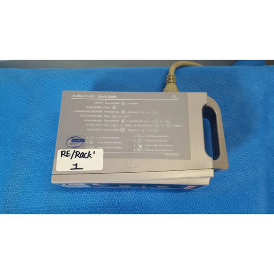 Gray plastic onmed n-950 quick guide with molded handle and yellow cable for nellcor puritan bennett oximax pulse oximeter spo2