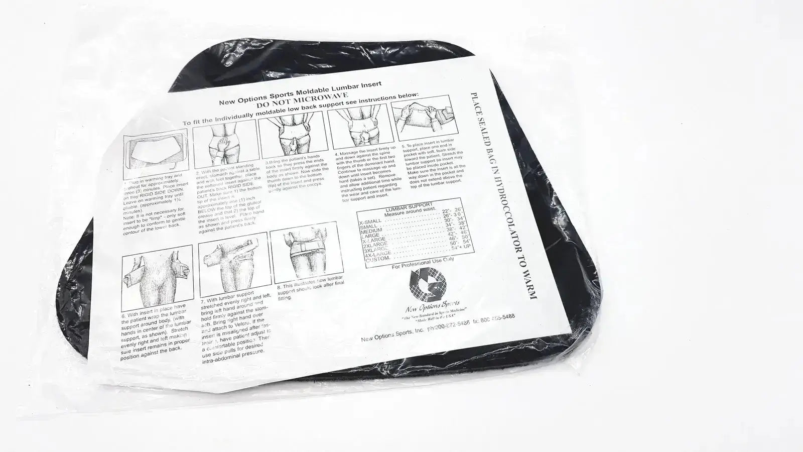 New Option Sports Moldable Lumbar Insert Do Not Microwave Lumbar Support Insert, new product photo 1