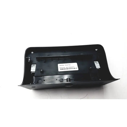 Black plastic car infotainment system housing with white label showing part and serial numbers for upgrade kit zd420