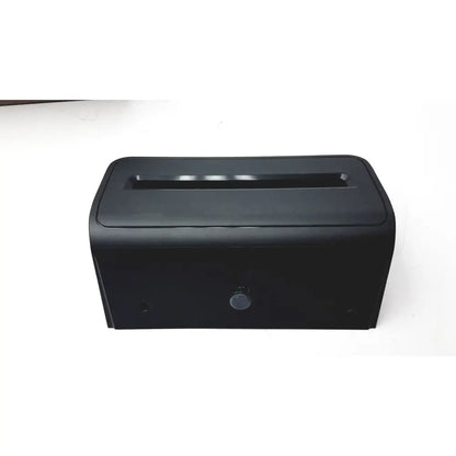 Black plastic tissue box with rectangular slot and circular button shown with new zebra p1080383-042 cutter option upgrade kit zd420