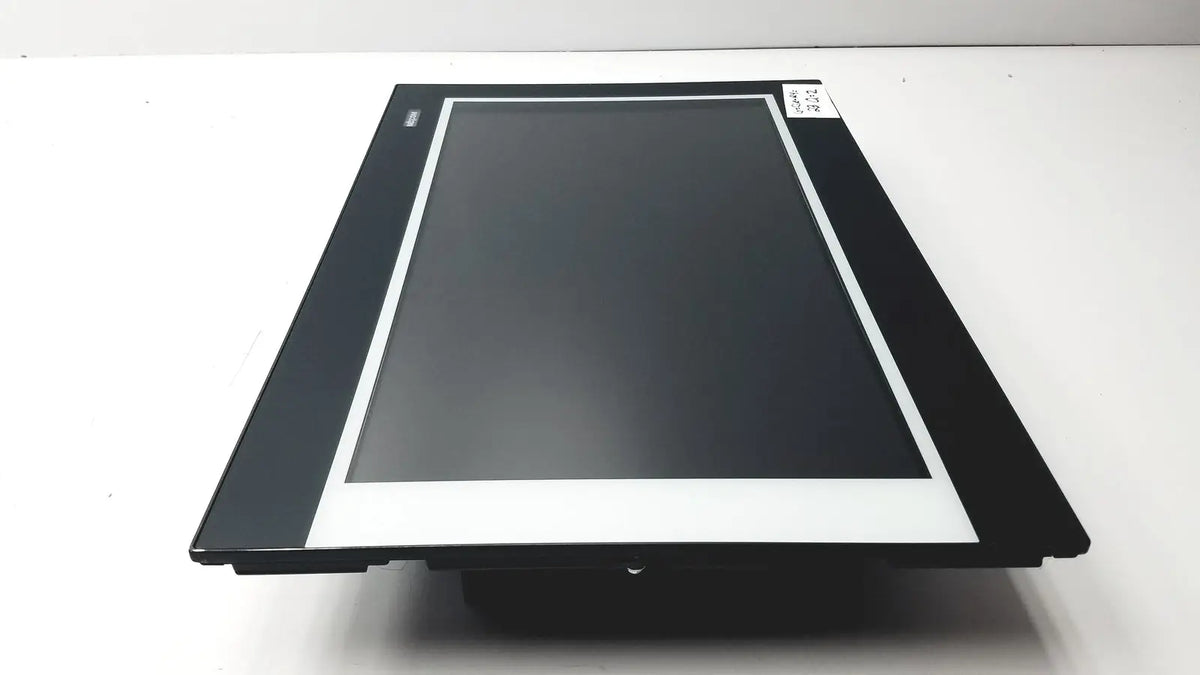 Black industrial touchscreen monitor with white bezel sleek modern design in nexcom ippd2100p multimedia panel pc