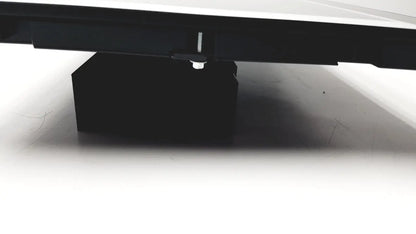 Black metal furniture leg with silver bolt and clip mechanism on the back of nexcom ippd2100p multimedia panel pc