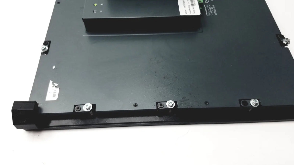Black rectangular nexcom ippd2100p multimedia panel pc with matte finish and silver screws securing its corners