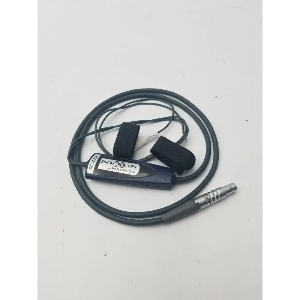 Black nexus skin conductance headset by mindmedia sc158h with coiled cable and adjustable ear straps for reuse medical use