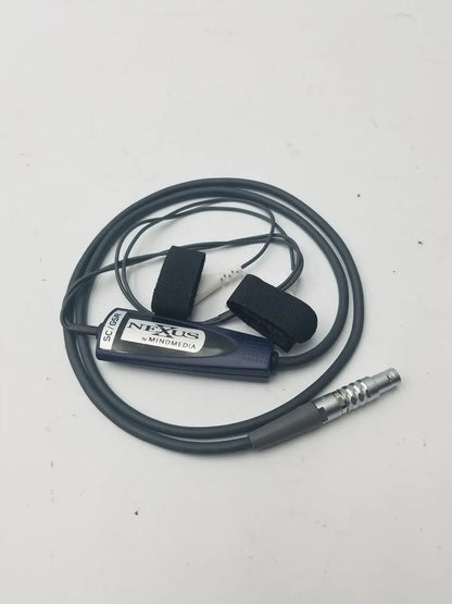 Black nexus skin conductance headset by mindmedia sc158h with coiled cable and adjustable ear straps for reuse medical use