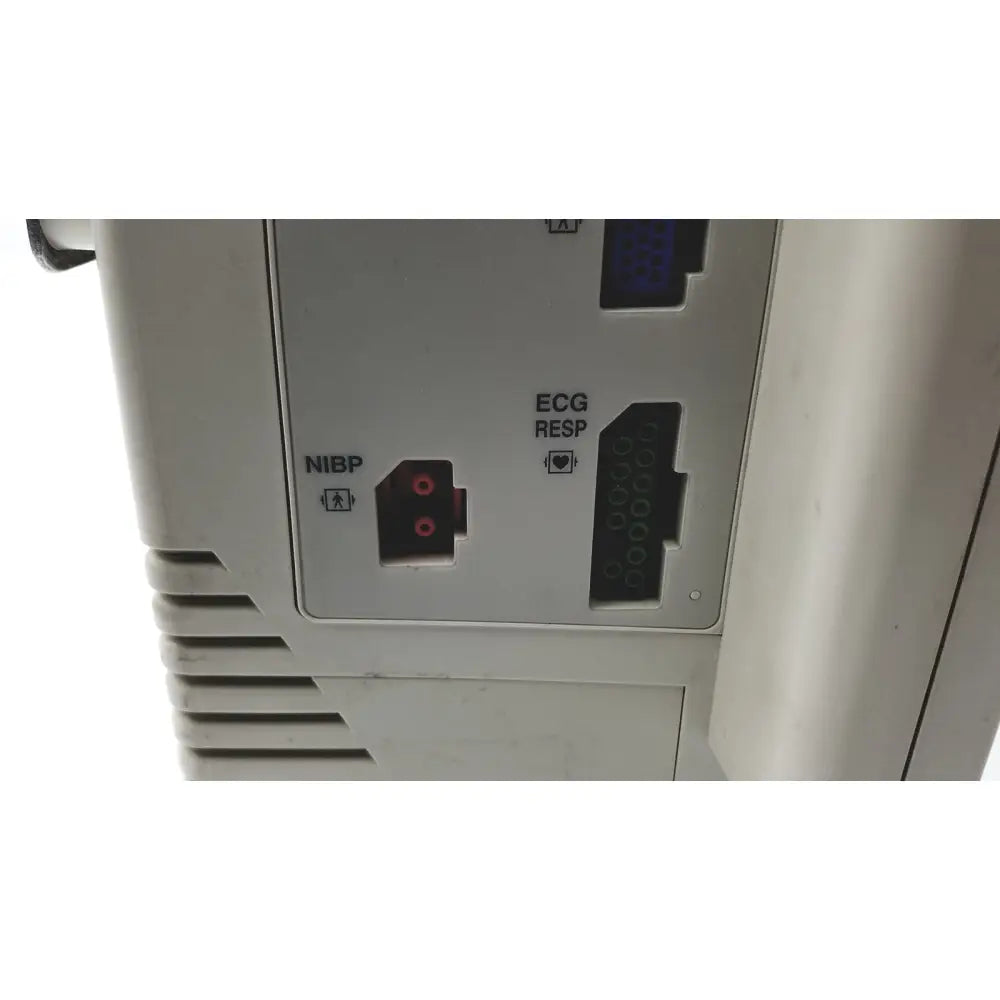 White nihon kohden bsm-2351a bedside patient monitor backside with labeled nibp and ecg/resp ports
