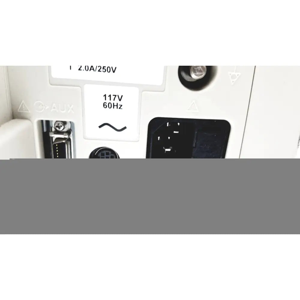 White rear panel of nihon kohden bsm-2351a bedside patient monitor with labeled power specs and multiple input ports