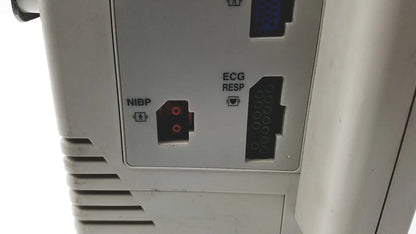 White nihon kohden bsm-2351a bedside patient monitor backside with labeled nibp and ecg/resp ports