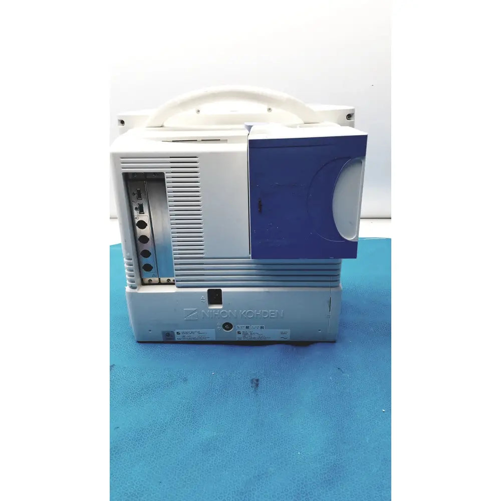 Nihon kohden bsm-6701a life scope bedside patient monitor with white and blue plastic casing for bedside use