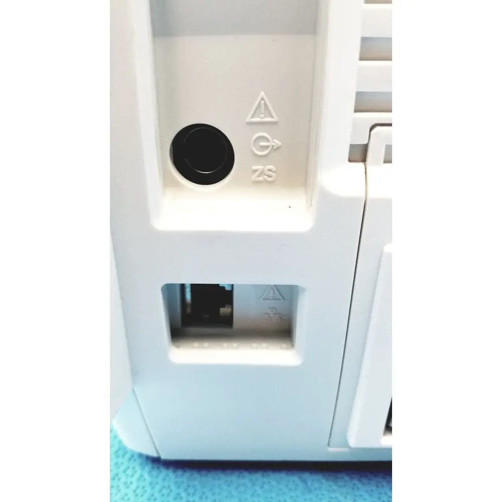 White plastic back side of nihon kohden bsm-6701a life scope bedside patient monitor with black port and ethernet port