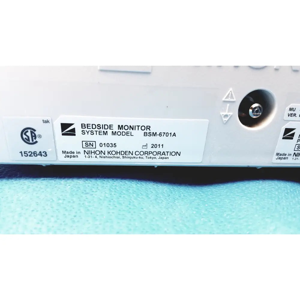 White Nihon Kohden lifescope bedside patient monitor model bsm-6701a with manufacturer label on front panel