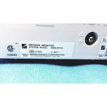 White Nihon Kohden lifescope bedside patient monitor model bsm-6701a with manufacturer label on front panel