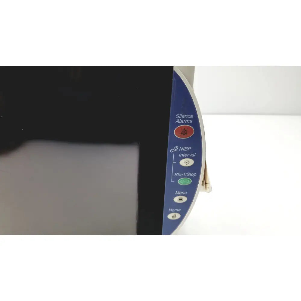 Blue control panel with red green and white buttons on nihon kohden life scope bsm-6301a bedside patient monitor