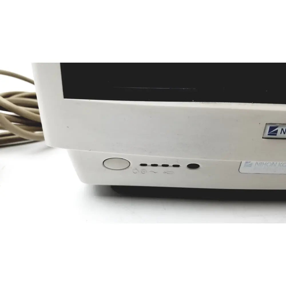 White plastic nihon kohden life scope bedside patient monitor with silver logo and front control buttons model bsm-6301a