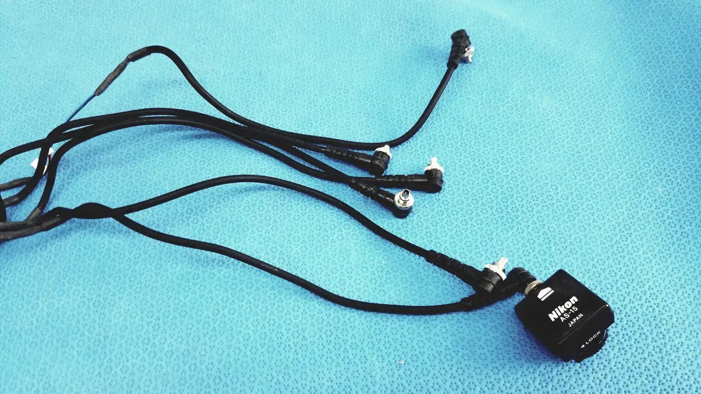 Nikon AS-15 Sync Terminal Hot Shoe Adapter w/ PC Sync Multiple Connectors Cable Hot Shoe Sync Adapter, as-is (for parts) product photo 2