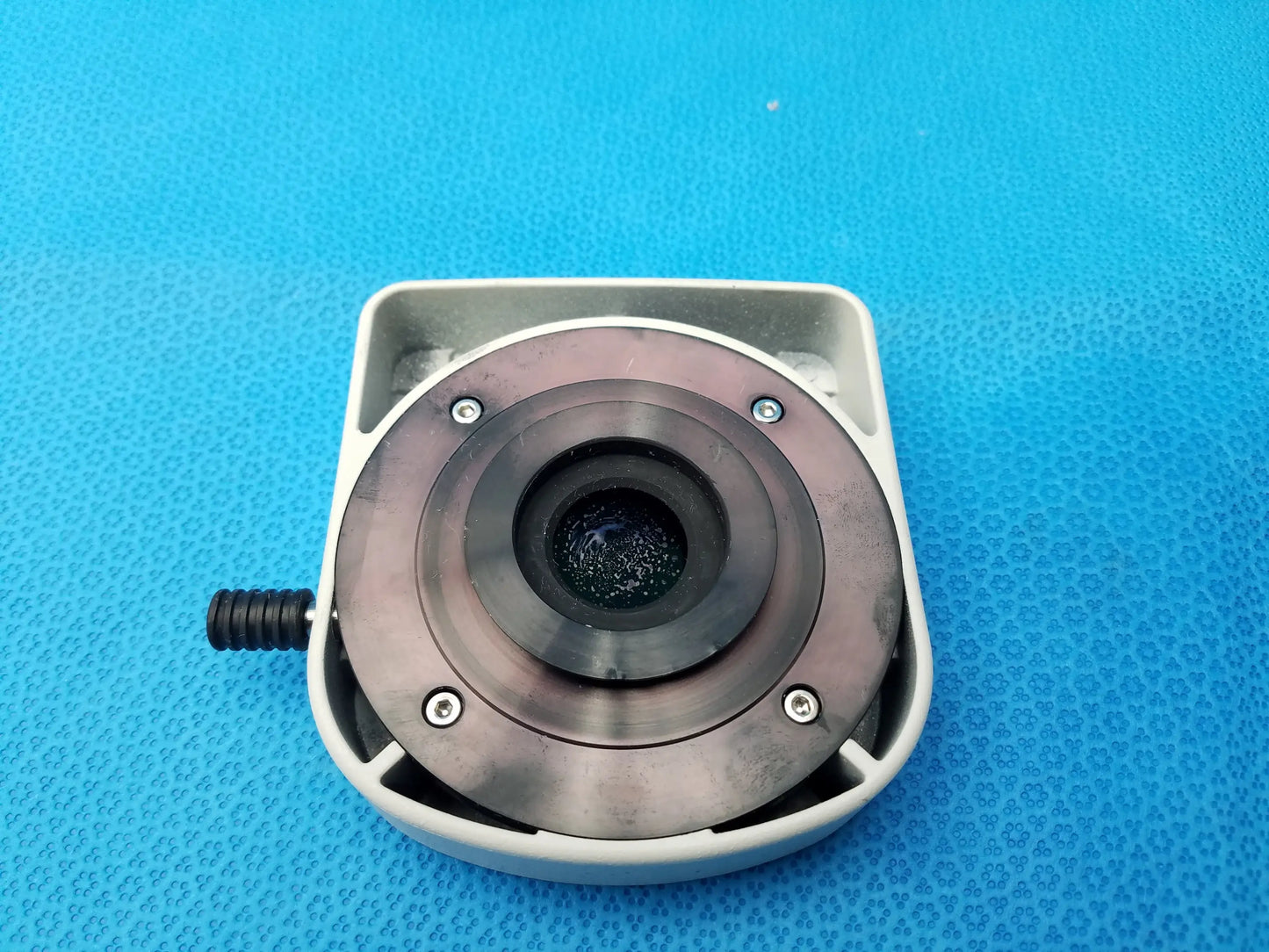 Gray square Nikon C-ISA intermediate tube with simple analyzer, precision optical lens and metallic mounting ring