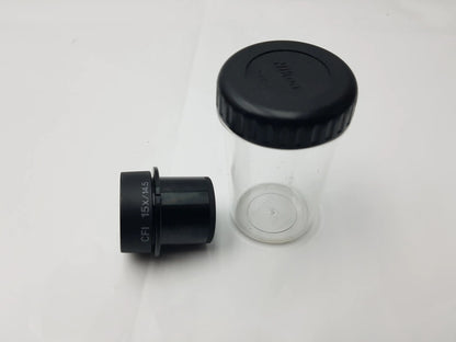 Black nikon cfi 15x 0.5 microscope eyepiece with storage case compatible with nikon microscope systems