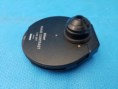 Black nikon phase contrast 0.50 dry objective lens with matte finish and ridged edge for nikon microscope phase contrast turret