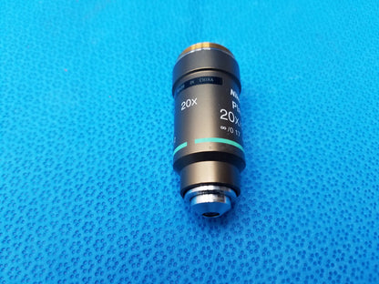 Nikon plan 20x 0.40 infinity 0.17 wd 1.2 metallic microscope objective lens with black labeling for precision imaging