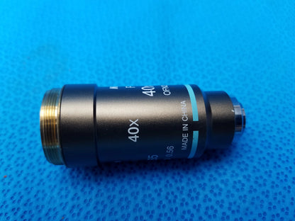 Black nikon plan 40x microscope objective lens with gold threading and blue stripe compatible with nikon microscope systems