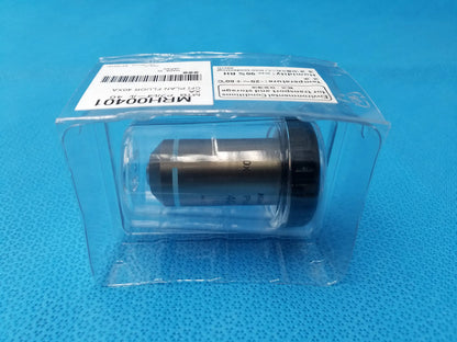 A metallic nikon plan fluor 40x microscope objective with black threaded cap labeled mr100401 for scientific imaging