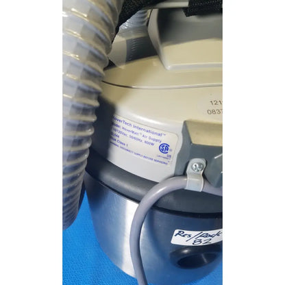 Beige and gray nilfisk advance hovermatt air supply unit with corrugated hose attachment for hovermatt air use