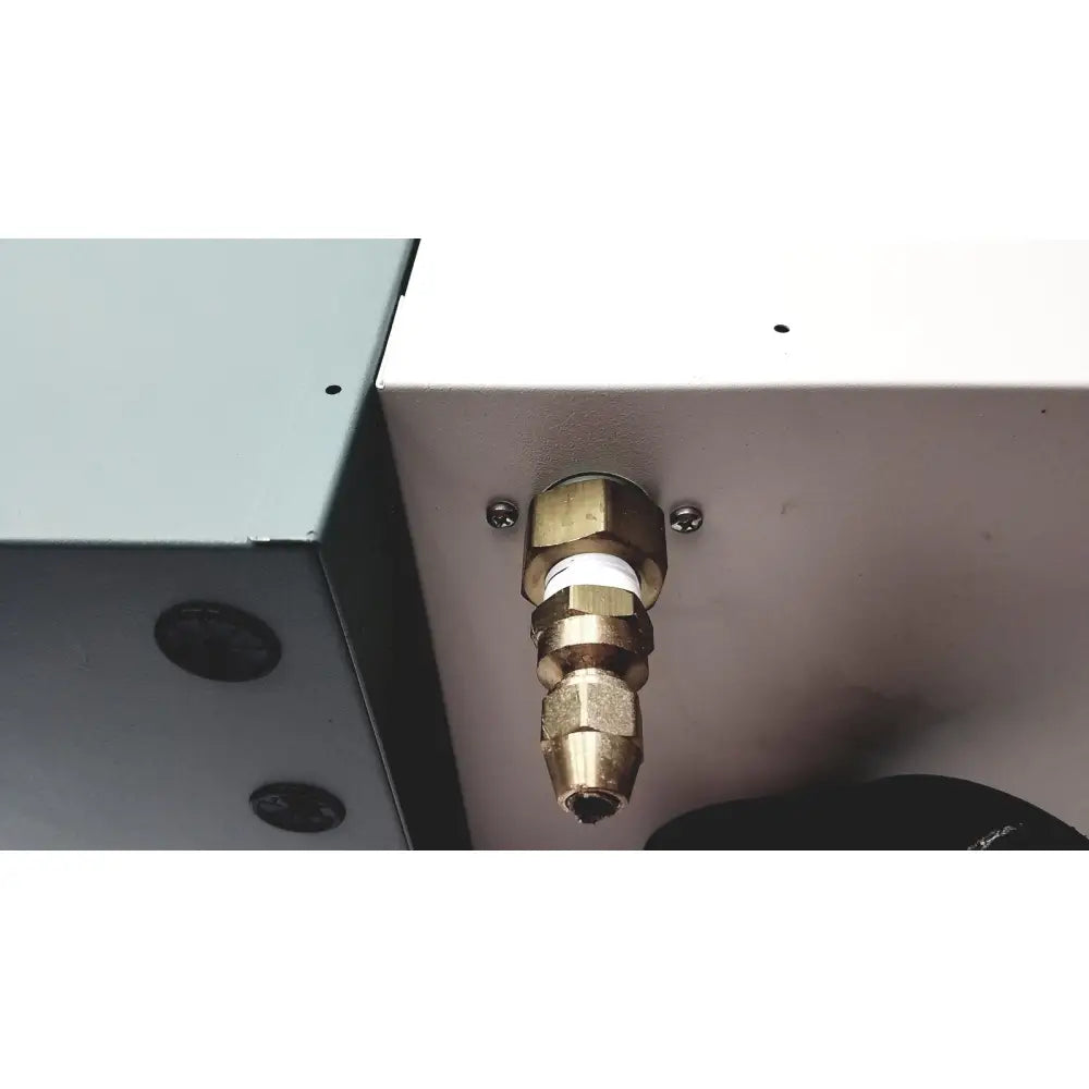Brass-colored threaded gas connector with white ceramic insulator for nortec humidifier nhtc 010 volts 208 made in Canada
