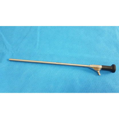 Silver novadaq sc9104 autoclavable laparoscope endoscope with black handle and metallic joints for surgical use